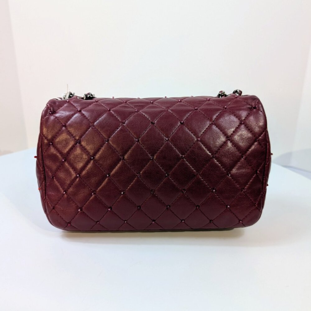 Chanel Burgundy Crystal Embellished Rectangular Classic Mini Flap Bag - Picture 6 of 16